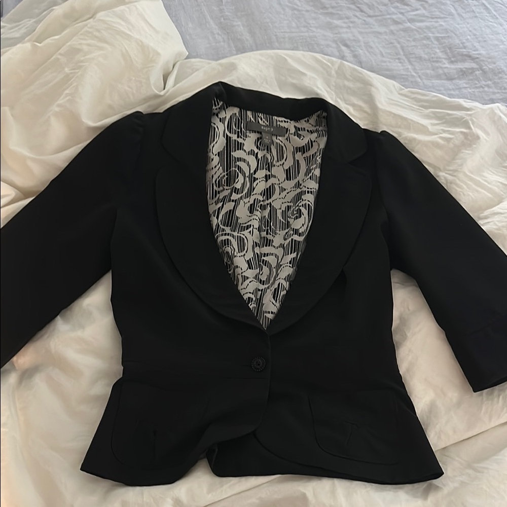 Apt. 9 Black Blazer with Patterned Lining